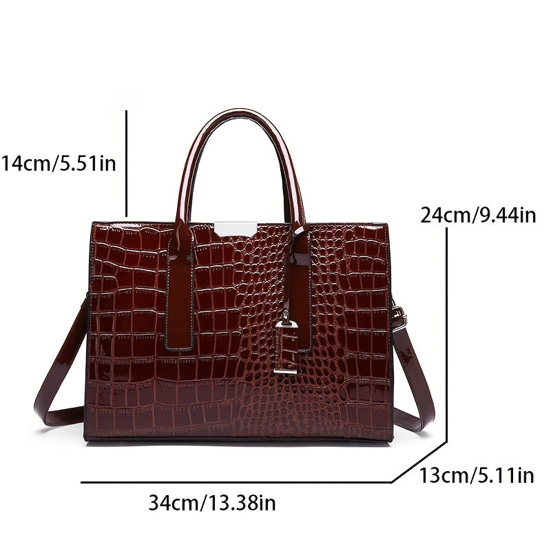 Women's Bag Trendy Crocodile Pattern Handbag European and American Single Shoulder Crossbody Tote Bag Large Capacity, Excellent Choice for Traveling and Giving Gifts Dropshipman