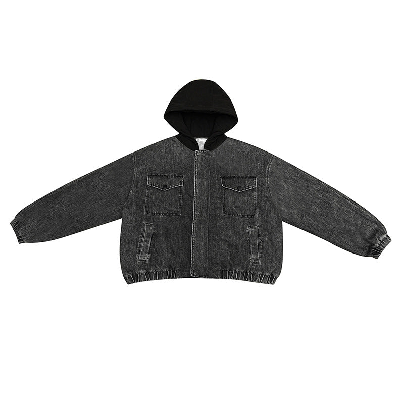 Nouveau Manteau Rembourré de Coton à Capuche Décoratif avec Poches en Relief de Couleur Unie