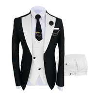 Men's Slim Fit Business Vest Coat Trousers Suit