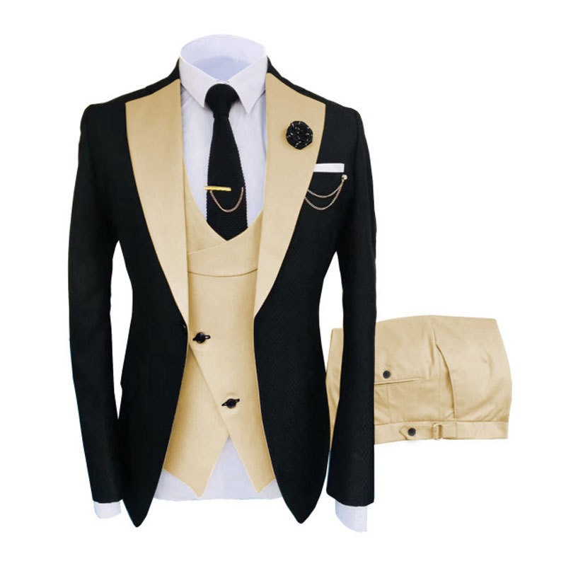 Men's Slim Fit Business Vest Coat Trousers Suit
