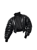Mens Warm Stand-Up Collar Duck Down Puffer Jacket With Batwing Sleeves