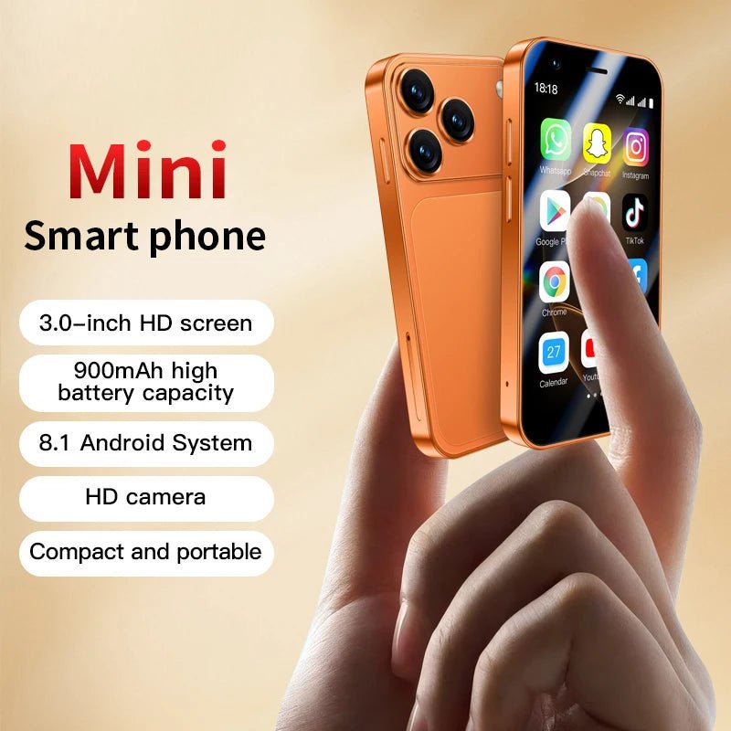 A17 Mini Smartphone 3.0'' HD Screen 4+64GB 3G/4G LTE Dual SIM Cellphone Android Mini Mobile Phones Orange A17 Mini Smartphone 3.0'' HD Screen 4+64GB 3G/4G LTE Dual SIM Cellphone Android Mini Mobile Phones - shop_name