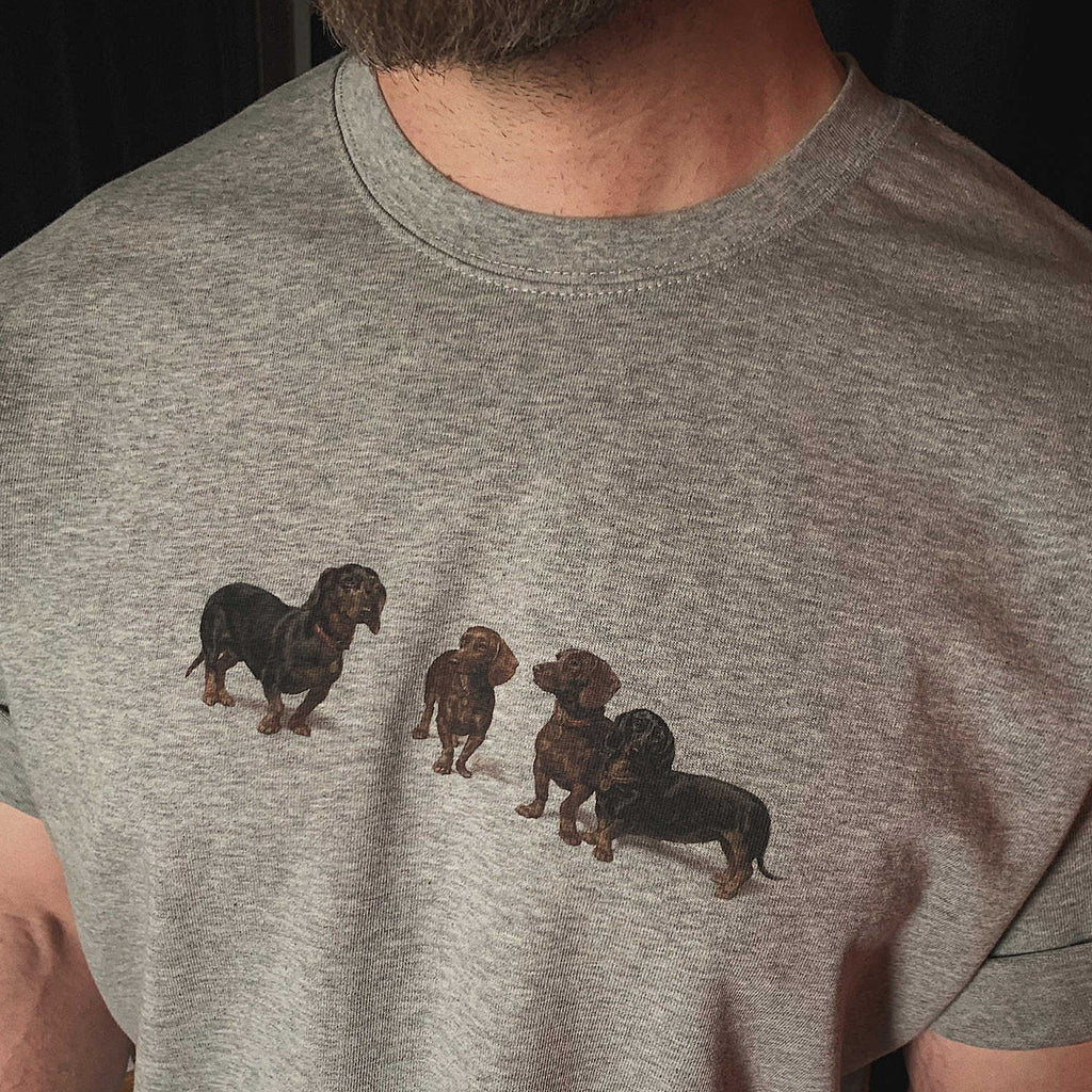 Sausage Dog Dogs Retro American Heavy Short-sleeved T-shirt