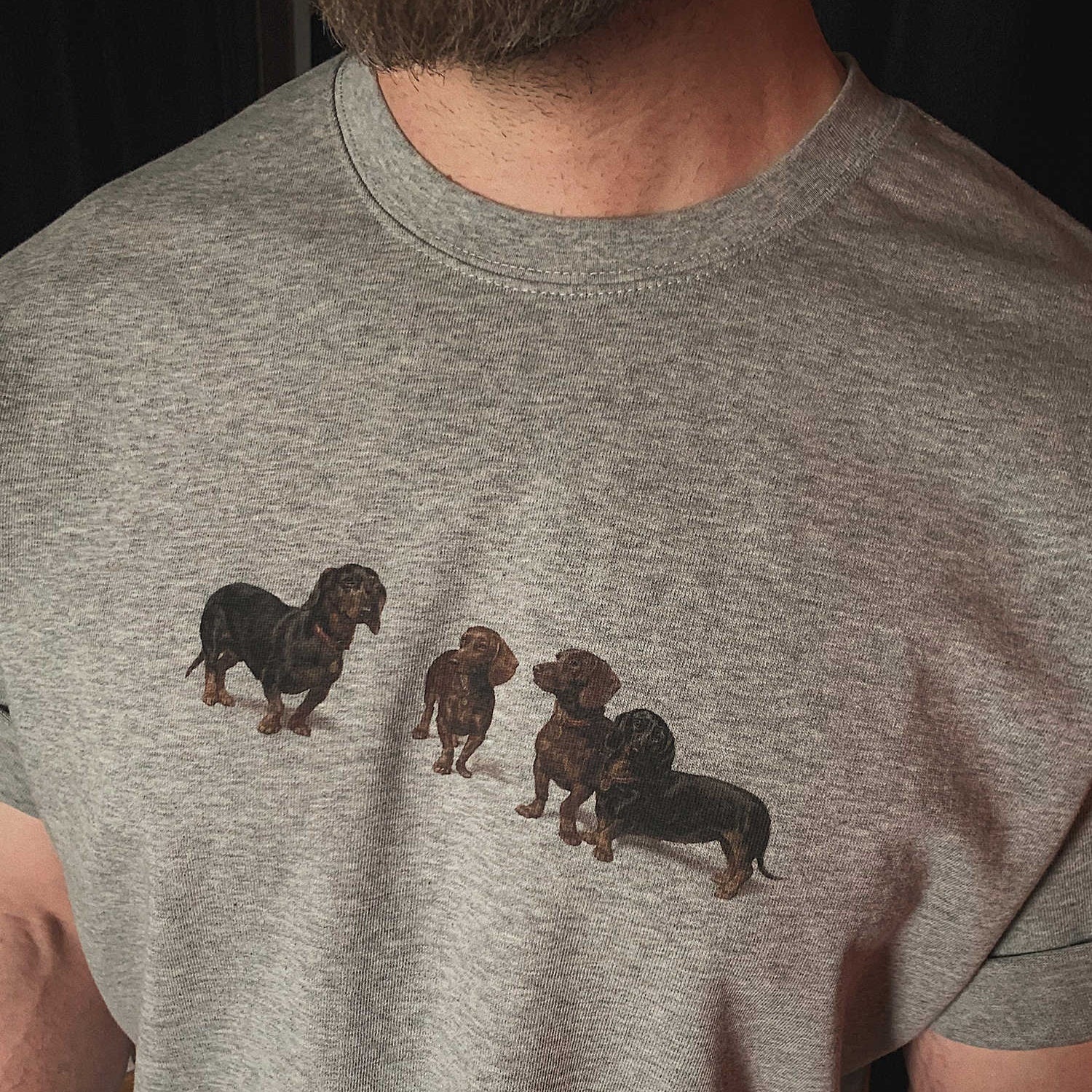 Sausage Dog Dogs Retro American Heavy Short-sleeved T-shirt