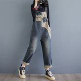 Autumn New Plus Size Loose Denim Suspender Pants