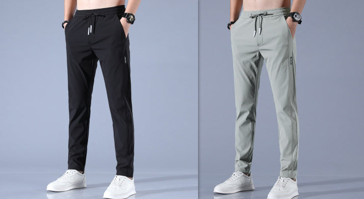 Summer Ice Silk Men's Stretch Breathable Straight Sports Trousers null