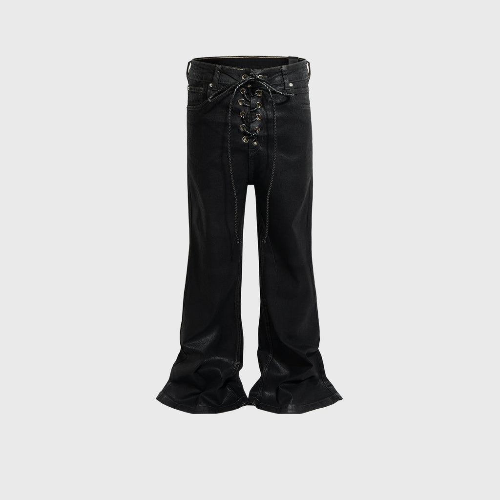 Men's Women's Coated Stretch Flared Jeans