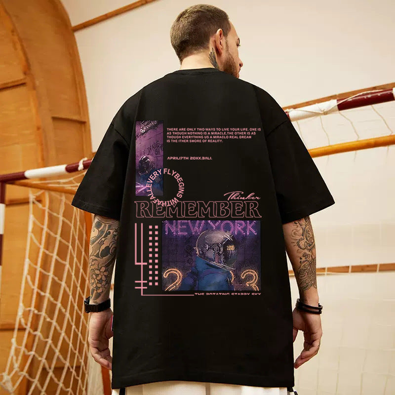 Polyester Printed Short Sleeve Men's Plus Size