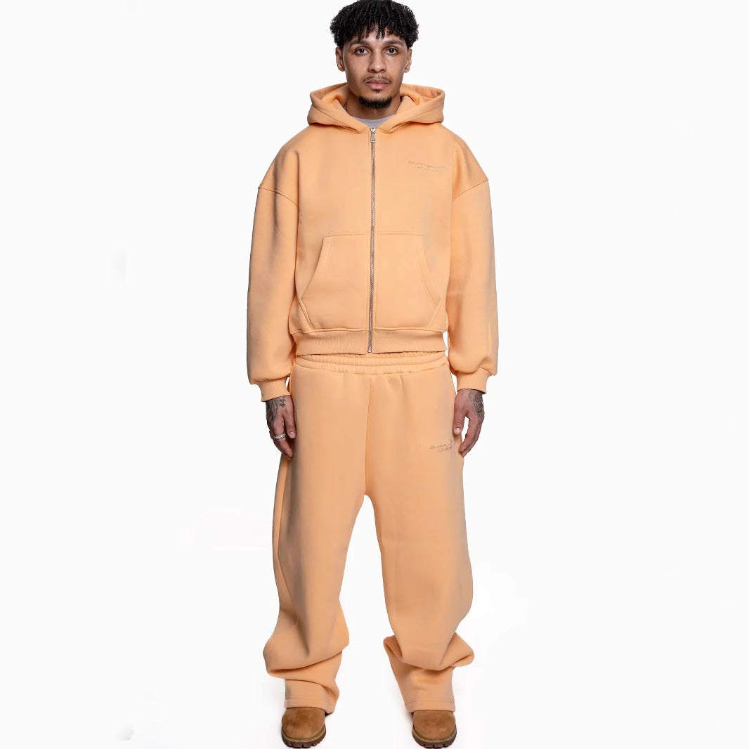 New Printed Street Fashion All-match Sweater Loose Straight Trousers Suit