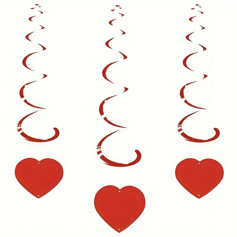 6pcs Heart Spiral Hanging Decorations - Perfect for Holiday Parties & Celebrations, Perfect for Winter, New Year