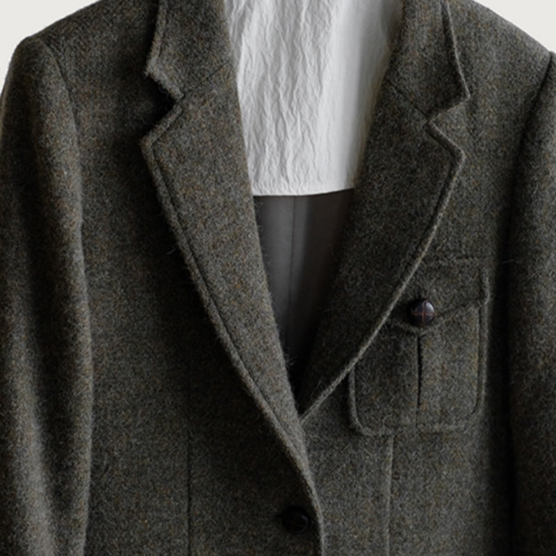 Autumn Winter Casual Wool Coat With A Sophisticated Vintage Tweed Look