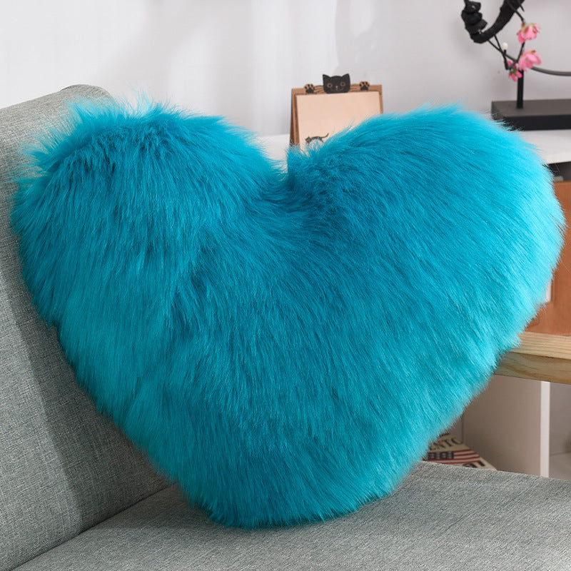 Throw Pillows Heart Shape Long Plush Fluffy Shaggy Cushion Cover Sofa Cushions Decorative Pillow Covers Pillowcase White null