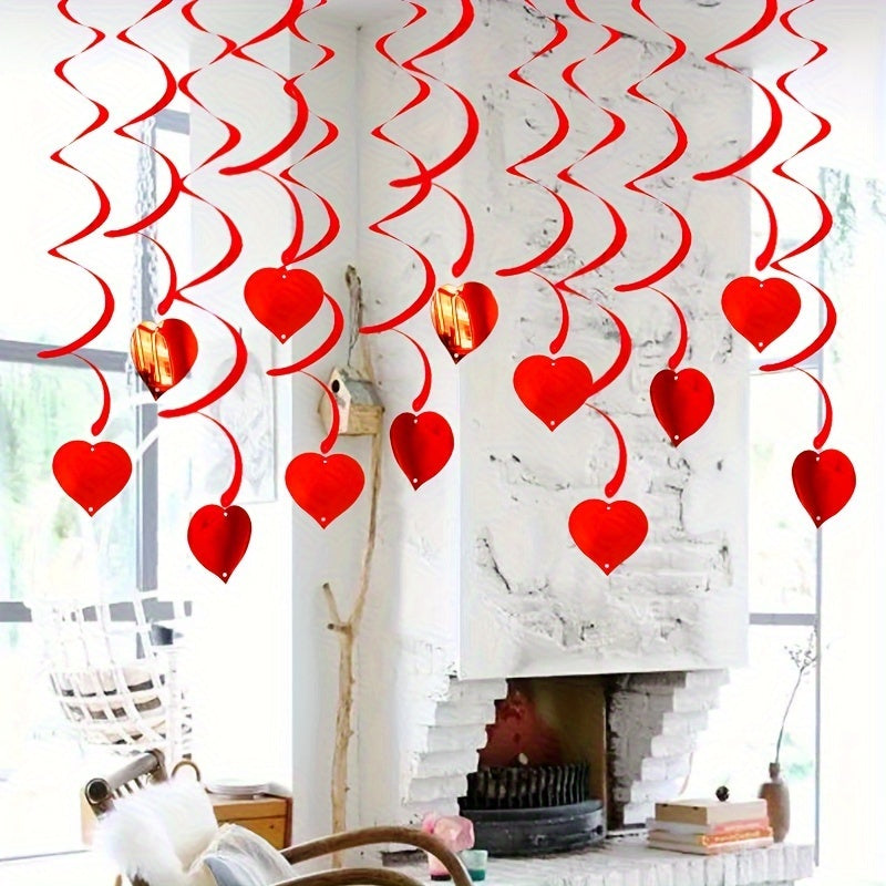 6pcs Heart Spiral Hanging Decorations - Perfect for Holiday Parties & Celebrations, Perfect for Winter, New Year