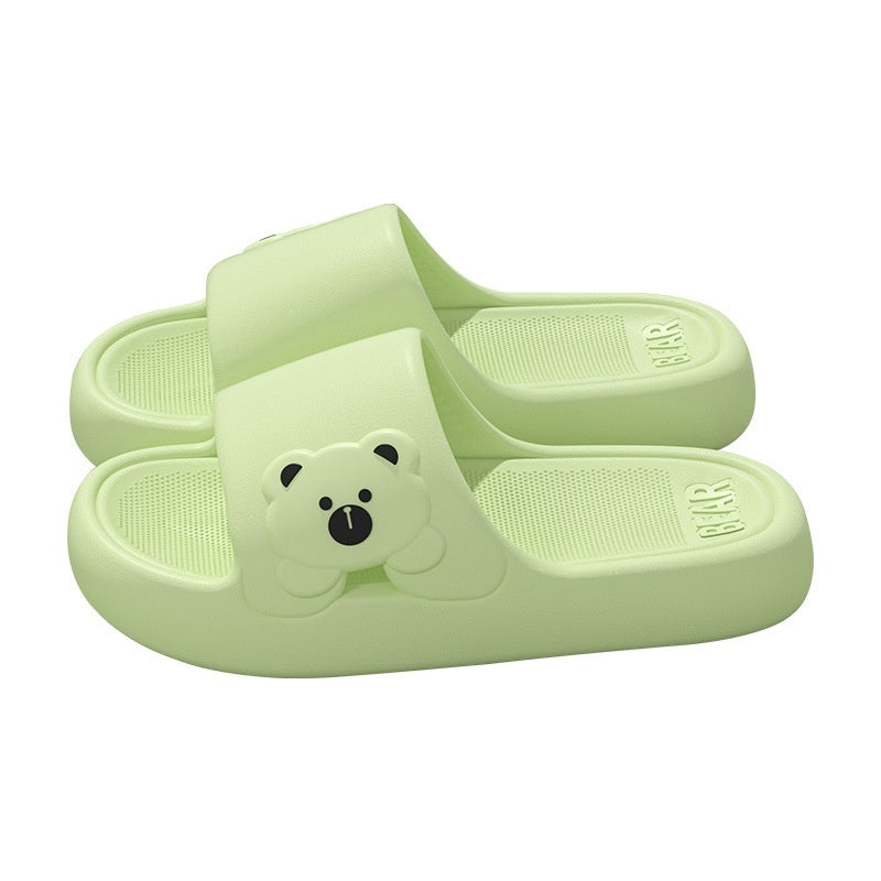 Cute Bear Home Slippers Summer Fashion Thick Bottom Non-slip Bathroom Slipper Women Men Couples Shoes null