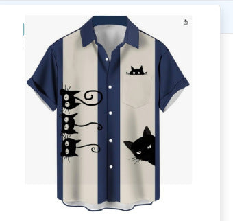 Lapel Hawaiian Shirt Plus Size Men's Digital Printing Men's Short Sleeve