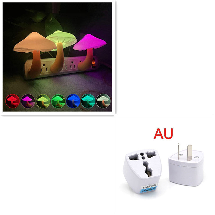 LED Night Light Mushroom Wall Socket Lamp EU US Plug Warm White Light-control Sensor Bedroom Light Home Decoration null