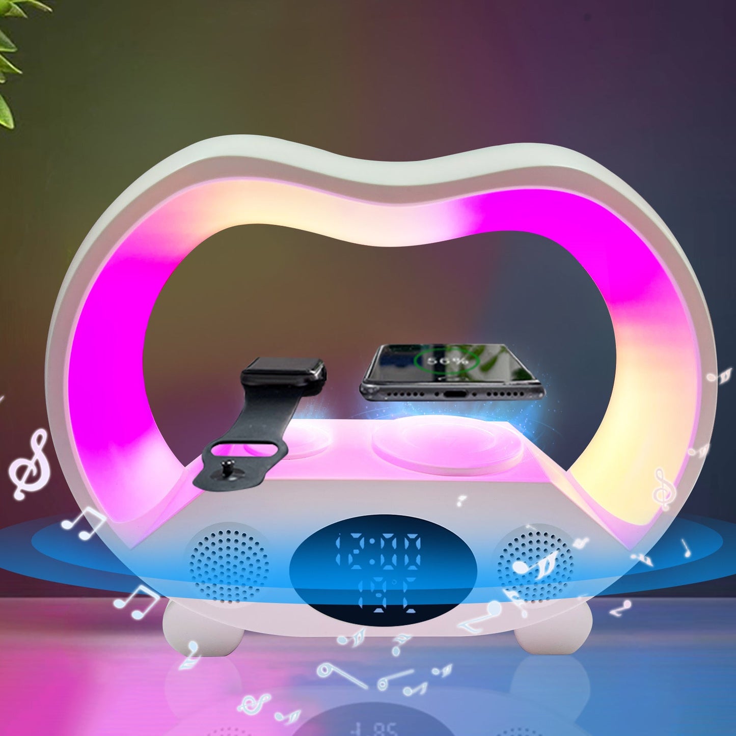 2024 New 6 In 1 Smart Remote Control Bluetooth-compatible Ambience Intelligent LED Table Lamp Multi-function Wireless Charger Night Light Bluetooth-compatible Speaker null