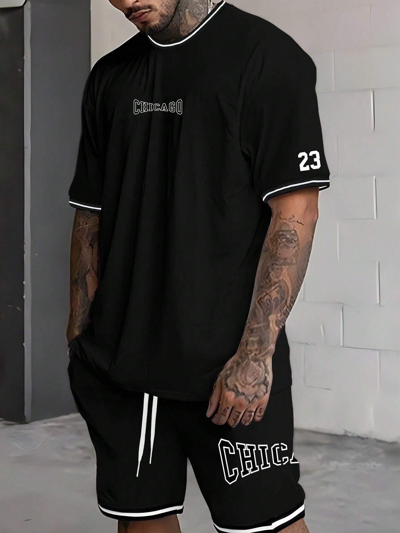 Short-sleeved T-shirt Suit Men's Summer New Fashion Trendy