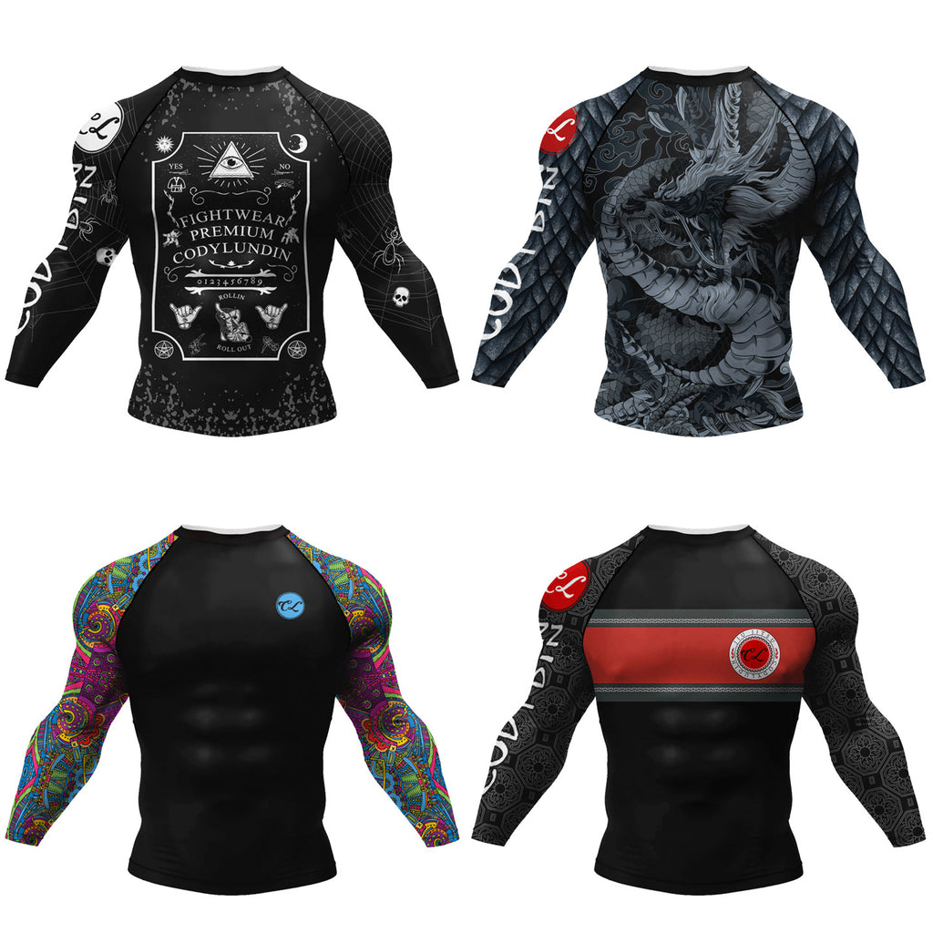 Printed Long Sleeve Breathable Sports Fitness Bottoming Shirt Men