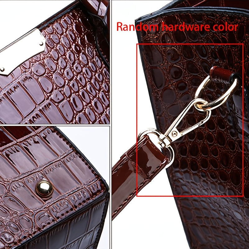 Women's Bag Trendy Crocodile Pattern Handbag European and American Single Shoulder Crossbody Tote Bag Large Capacity, Excellent Choice for Traveling and Giving Gifts Dropshipman