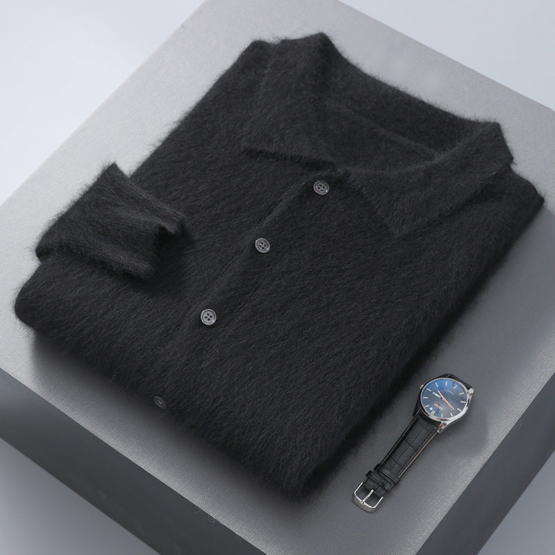 Solid-color Button-down POLO-collar Loose-fit Shirt-collar Jacket Top