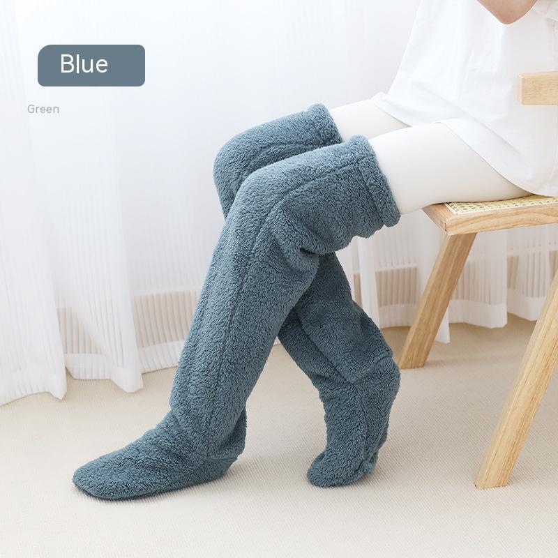 Over Knee High Fuzzy Long Socks Winter Warm Cold Leg Knee Joint Cold-proof Stockings Home Floor Sleeping Socks null