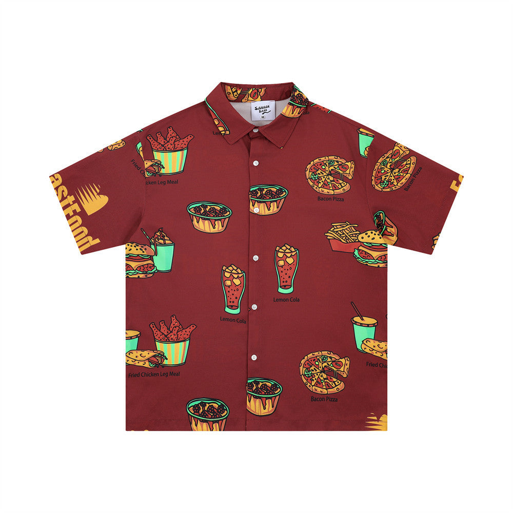 Hamburger Digital Printed Short-sleeved Shirt