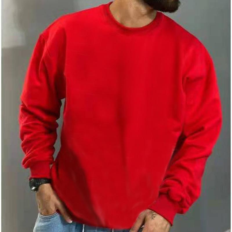 Men's New Solid Color Long Sleeve Sports Sweater Simple Casual null