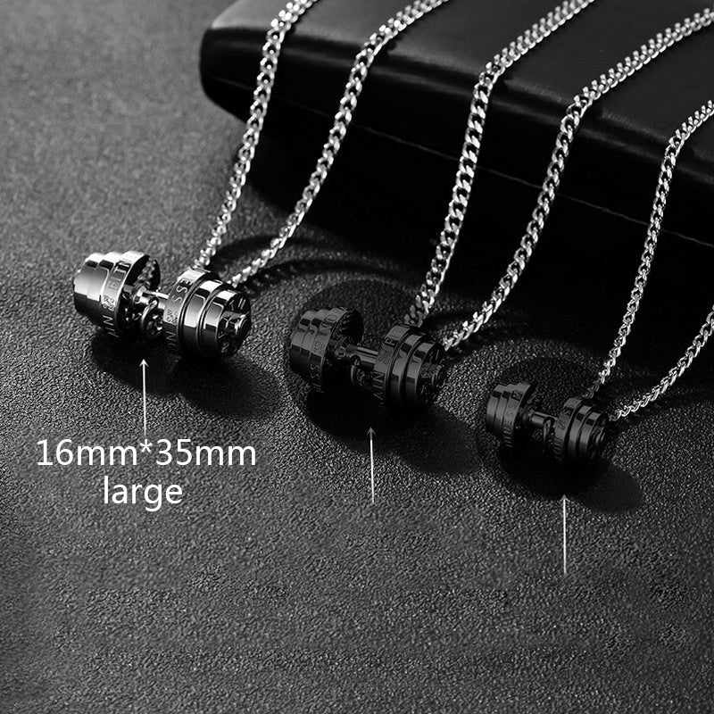 Stainless Steel Weights Gym Barbell Necklace Men null