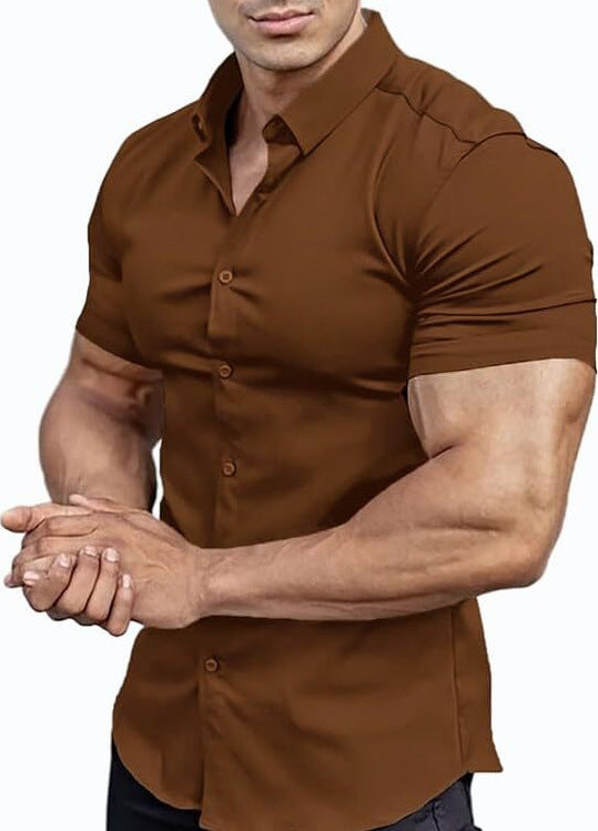 Men's Collar Casual Thin Short Sleeve Shirt