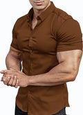 Men's Collar Casual Thin Short Sleeve Shirt
