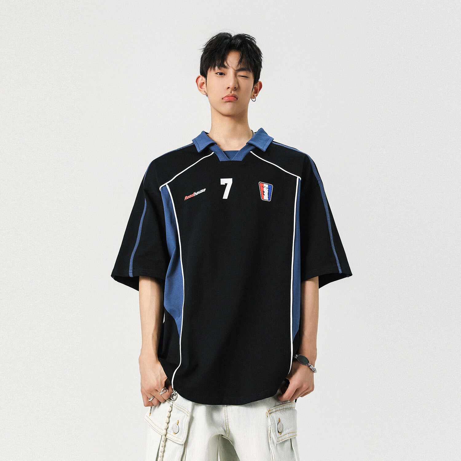 Sports Style Stitching Printing Polo Shirt Short-sleeved T-shirt