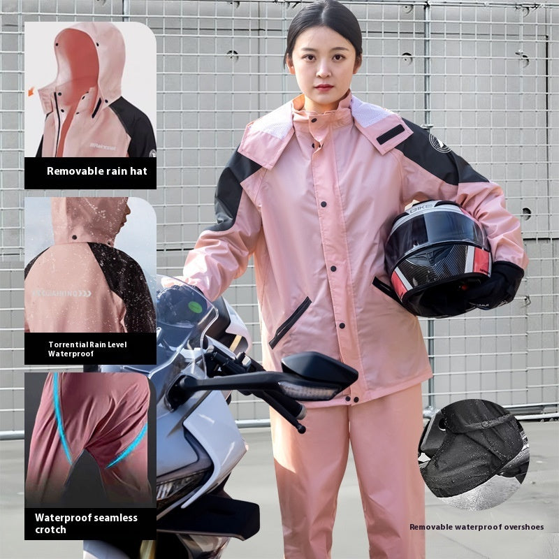 Men's Minimalist Color Blocked Split Motorcycle Raincoat