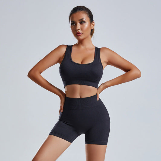 2pcs Yoga Set Women's Vest And Shorts Tracksuit Seamless Workout Sportswear Gym Clothing High Waist Leggings Fitness Sports Suits null