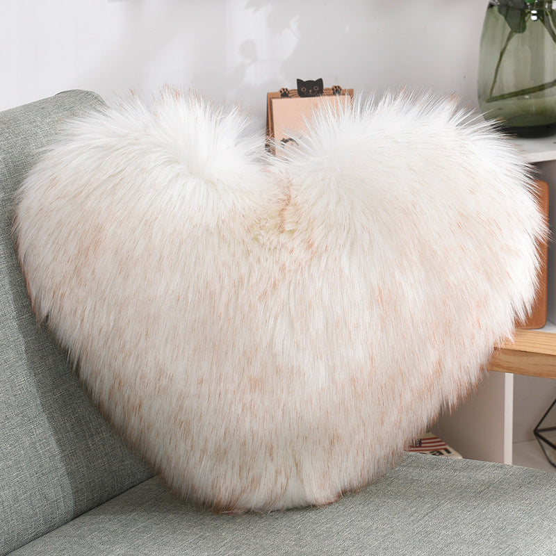 Throw Pillows Heart Shape Long Plush Fluffy Shaggy Cushion Cover Sofa Cushions Decorative Pillow Covers Pillowcase White null