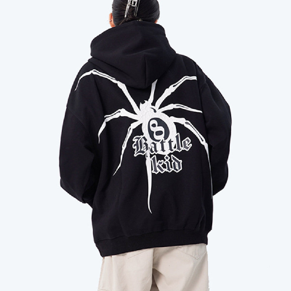 Spider Print Pullover Hoodie For Men null