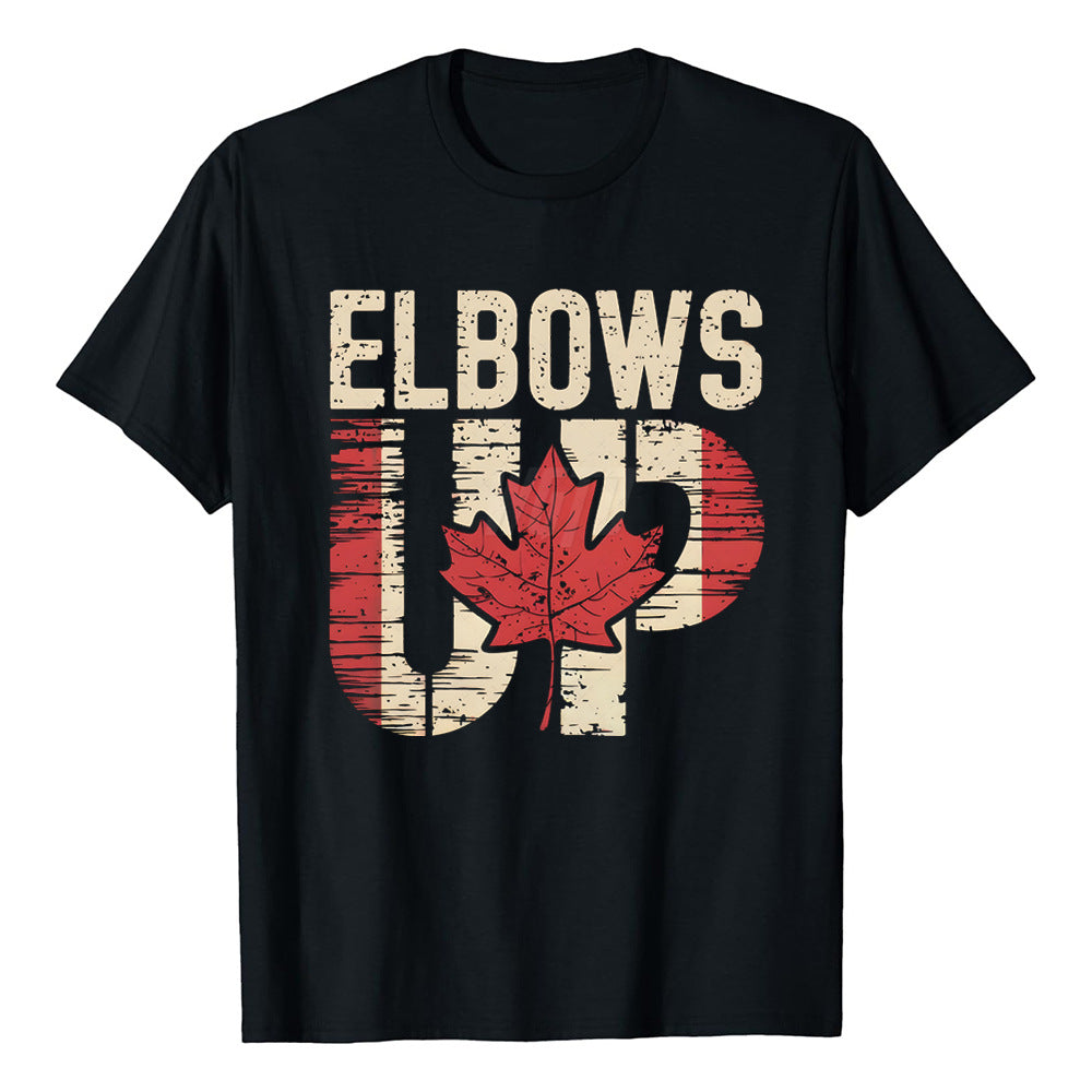Elbowa Up Canada Printed Loose Short Sleeve Sports Breathable