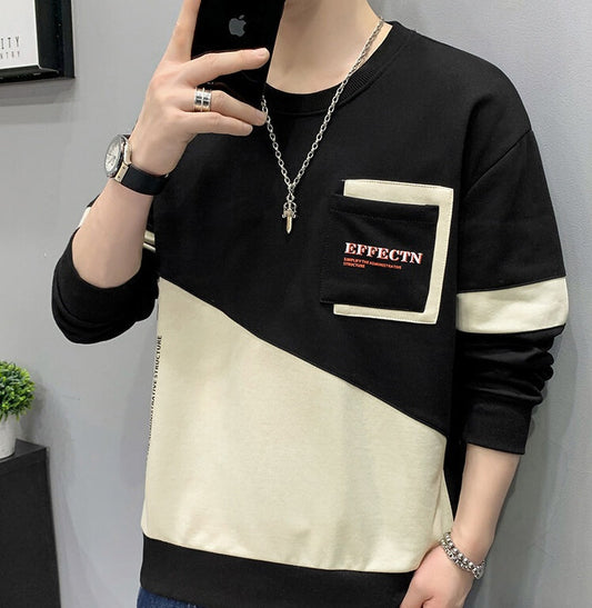 Fleeced Hoodie Pullover For Men With Round Collar null