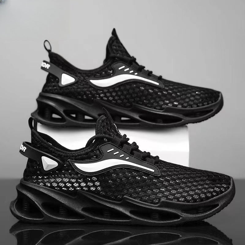 Men's Lace-up Sneakers Mesh Sports Shoes Fashion Hollow-sole Low Top Running Shoes null