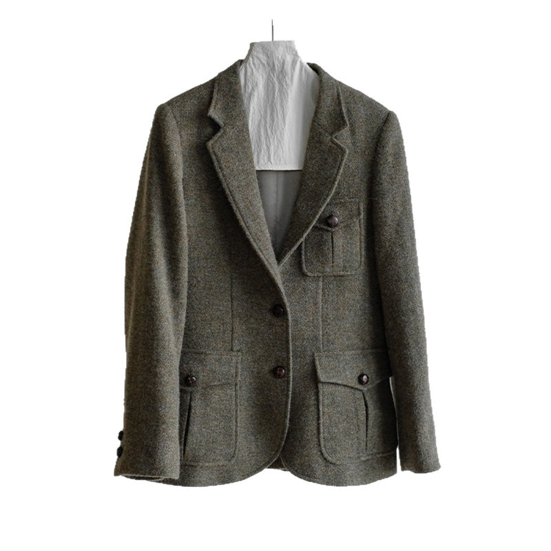 Autumn Winter Casual Wool Coat With A Sophisticated Vintage Tweed Look