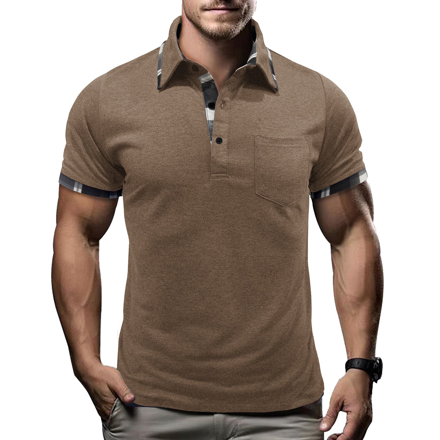 Men's Plaid Short-sleeved T-shirt