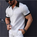 Stylish Mens Jacquard Color-block Casual Short-sleeve Shirt
