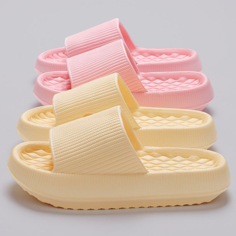 Summer EVA Slippers Solid Color Rhombus Stripe Anti-slip Slippers New Women's Home Shoes null