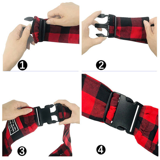 Pet Supplies Red And Black Plaid Shoulder Strap Adjustable Buckle Single-shoulder Bag null