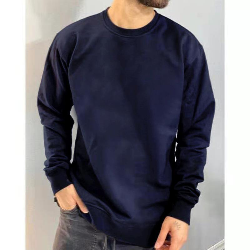 Men's New Solid Color Long Sleeve Sports Sweater Simple Casual null