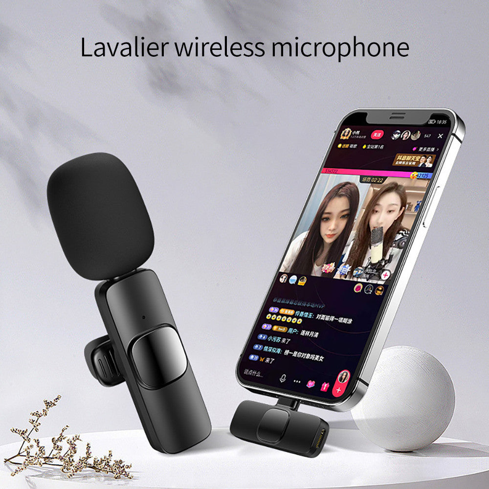 Wireless Lavalier Microphone Portable Audio Video Recording Mini Mic For I Phone Android Long Battery Life Live Broadcast Gaming null