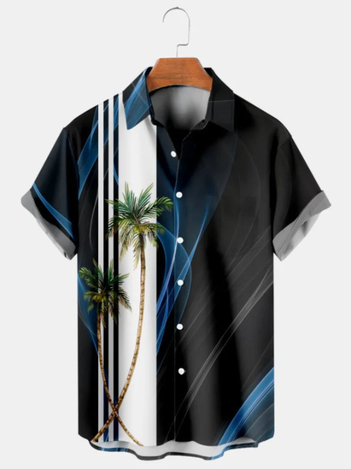 Lapel Hawaiian Shirt Plus Size Men's Digital Printing Men's Short Sleeve