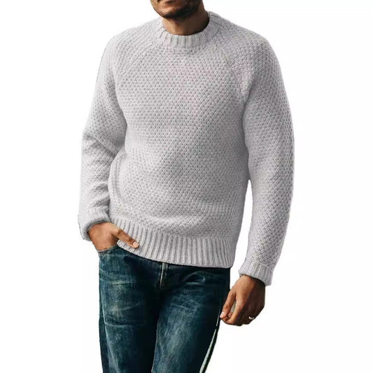 Men's Pullover Sweater Winter Casual Solid Color Round Neck Knitted Top Clothing null