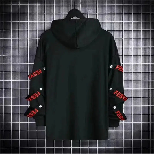 Autumn Men’s Hoodie Sweatshirt Casual Black Hoodies Tops Techwear Harajuku Patchwork Japanese Y2k Hip Hop Personalized