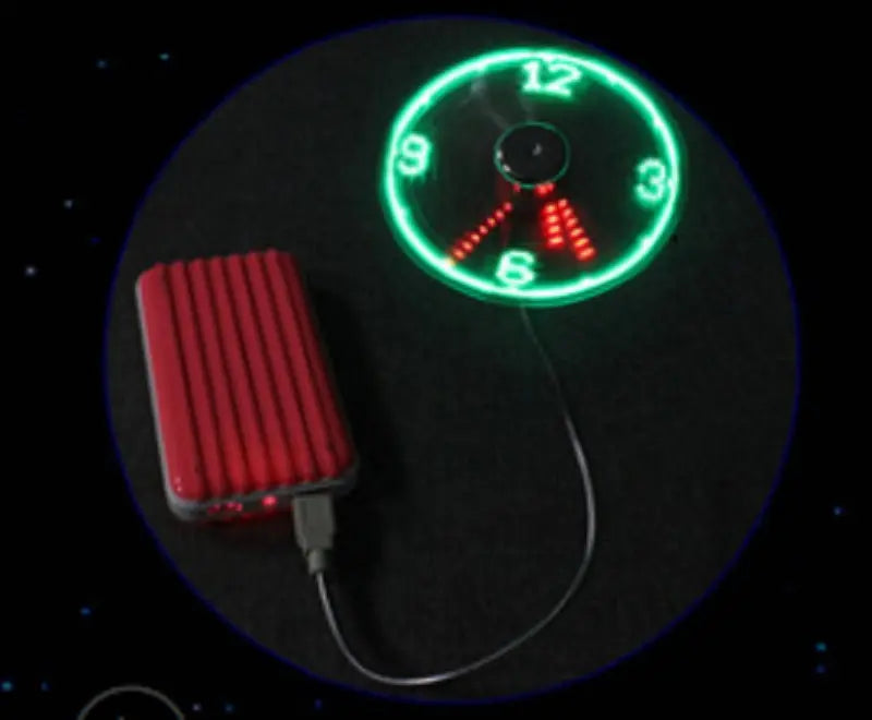 USB Fan Adjustable Mini Flexible Fan LED Light Time Clock Desktop Cool Gadget Time Display null